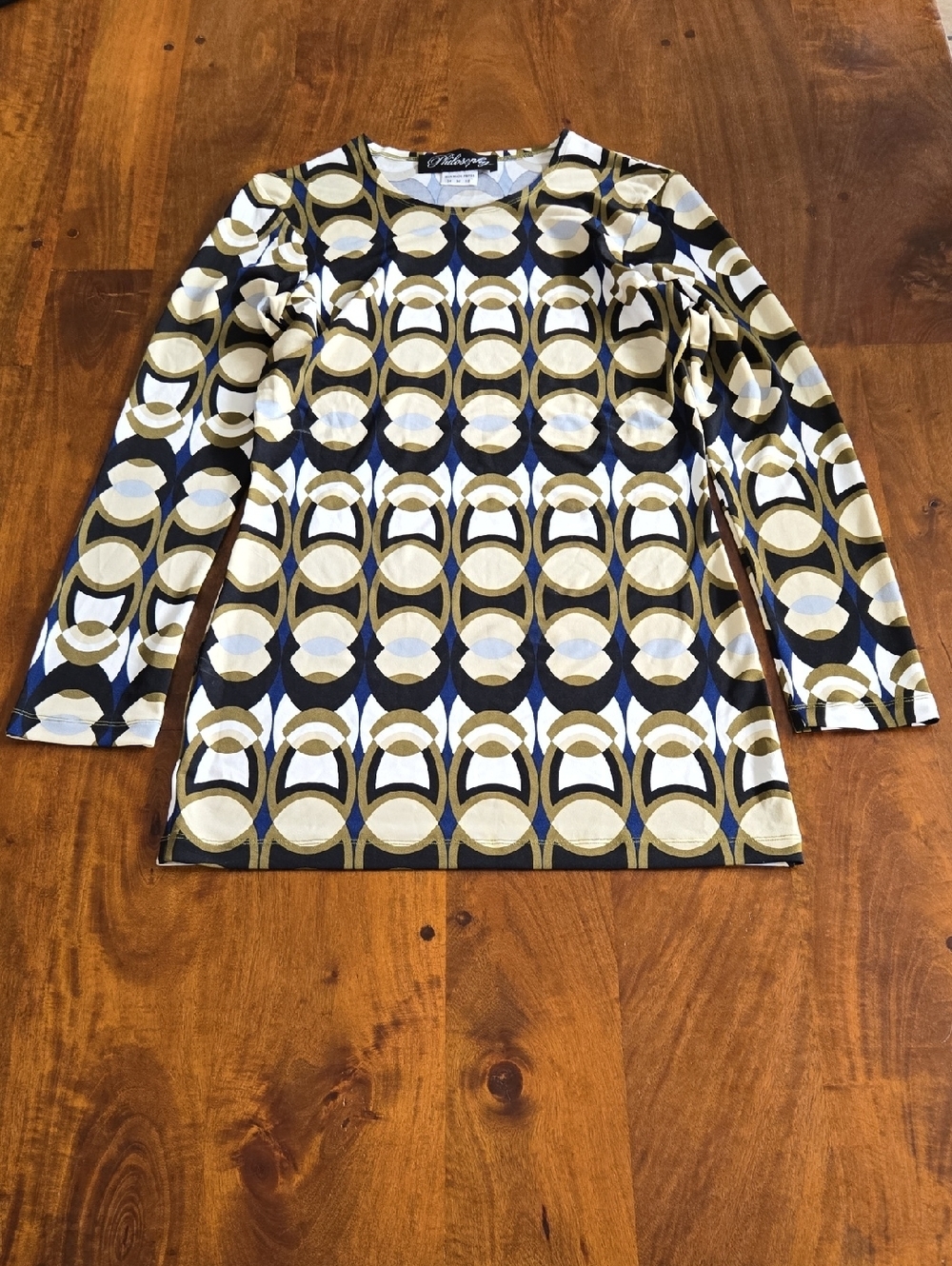 Philosophy Mod Geometric Print Long Sleeve Top Size Medium